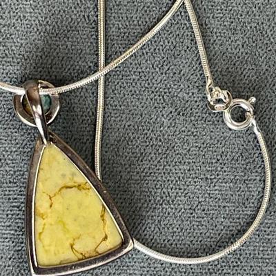 Genuine stones and Sterling silver pendant necklace