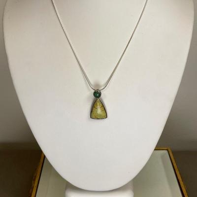 Genuine stones and Sterling silver pendant necklace