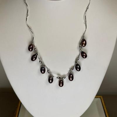 Beautiful pearl drop Sterling necklace