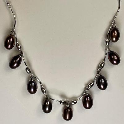 Beautiful pearl drop Sterling necklace