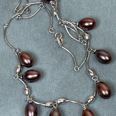 Beautiful pearl drop Sterling necklace