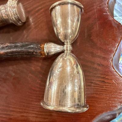 John Hasselbring Stag Sterling Bar Set 5 Pc Spoon Corkscrew Jigger Pick Opener