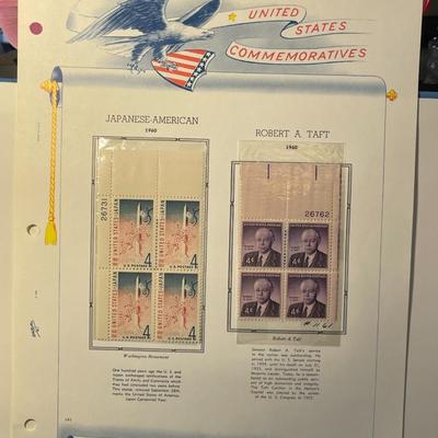 Japanese=American & Robert Taft 1960 Mint Condition US Stamp Plate Blocks Page as Pictured. Only One $5 Shipping Charge for 1 or 100...