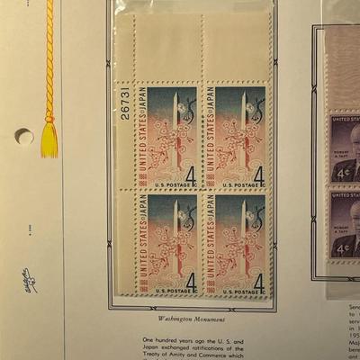 Japanese=American & Robert Taft 1960 Mint Condition US Stamp Plate Blocks Page as Pictured. Only One $5 Shipping Charge for 1 or 100...