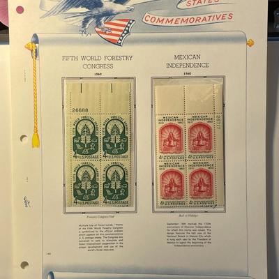 5th World Forestry Congress & Mexican Independence 1960 Mint Condition US Stamp Plate Blocks Page as Pictured. Only One $5 Shipping...