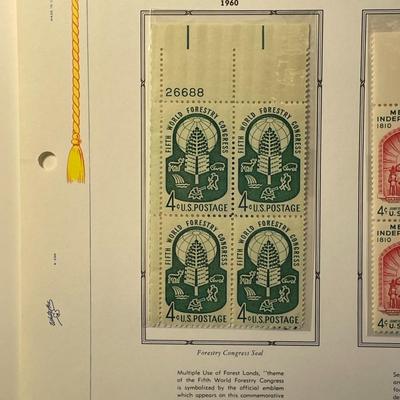 5th World Forestry Congress & Mexican Independence 1960 Mint Condition US Stamp Plate Blocks Page as Pictured. Only One $5 Shipping...