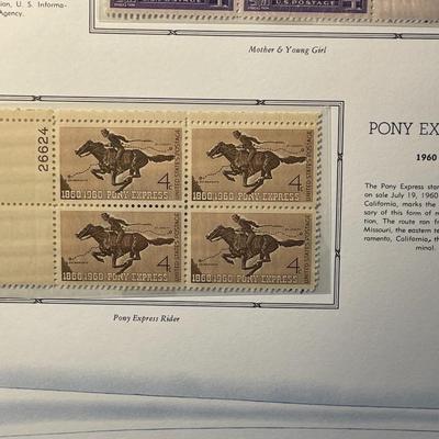 American Women & Pony Express 1960 Mint Condition US Stamp Plate Blocks Page as Pictured. Only One $5 Shipping Charge for 1 or 100...
