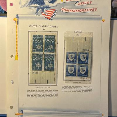 Winter Olympic Games & Seato 1960 Mint Condition US Stamp Plate Blocks Page as Pictured. Only One $5 Shipping Charge for 1 or 100...