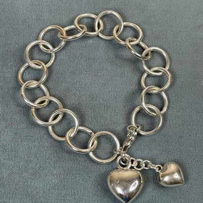 Sterling Silver puffy heart bracelet