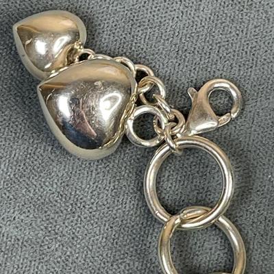 Sterling Silver puffy heart bracelet
