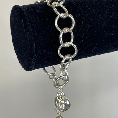 Sterling Silver puffy heart bracelet