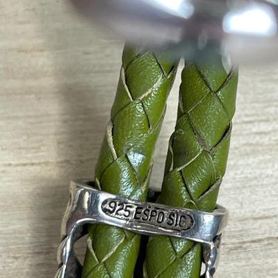 Espo Sterling silver and leather bracelet