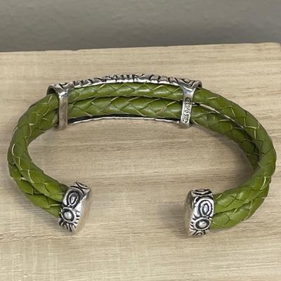 Espo Sterling silver and leather bracelet