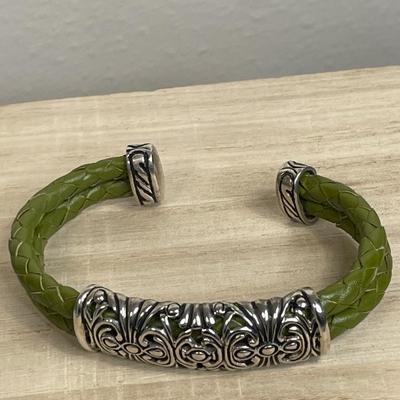 Espo Sterling silver and leather bracelet