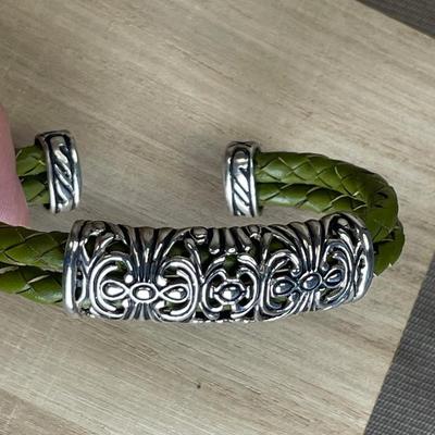 Espo Sterling silver and leather bracelet