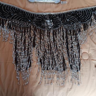 BEADS AND SEQUINS SCARF, 2 WATCHES AND SMALL ZIPPERED BAG