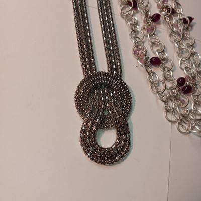 3 NECKLACES AND A BROOCH
