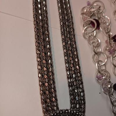 3 NECKLACES AND A BROOCH