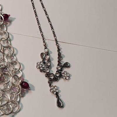 3 NECKLACES AND A BROOCH