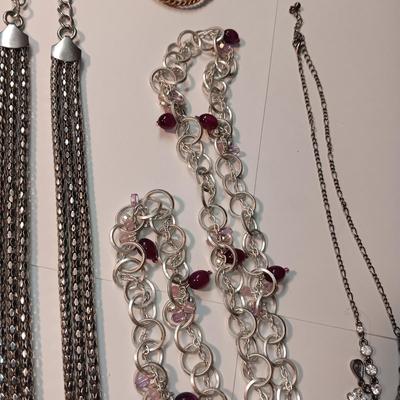 3 NECKLACES AND A BROOCH