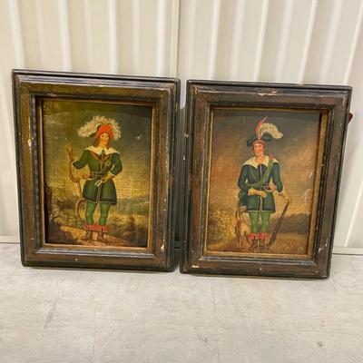 Two Antique Hunting Art in Etched Frames (1008-SS)