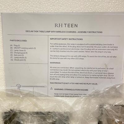 Declan Task Table Lamp w/ Wireless Charging NIB (1018BL-SS)