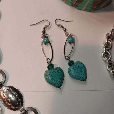 CONCHO BELT, BRACELETS AND EARRINGS