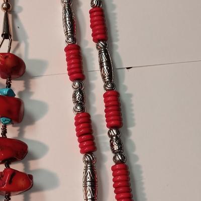 MAINLY RED AND SILVER TONE JEWELRY