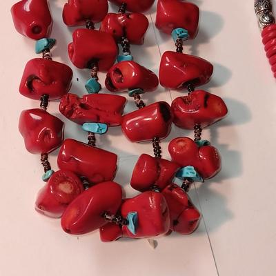 MAINLY RED AND SILVER TONE JEWELRY