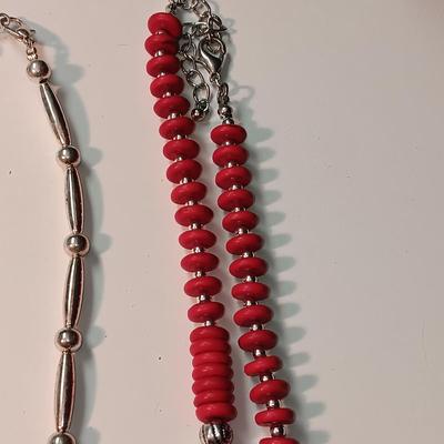 MAINLY RED AND SILVER TONE JEWELRY