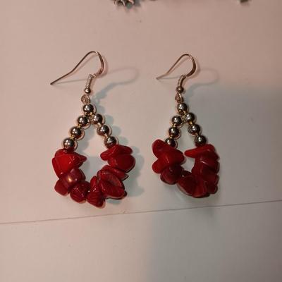 MAINLY RED AND SILVER TONE JEWELRY