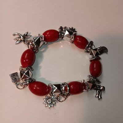 MAINLY RED AND SILVER TONE JEWELRY