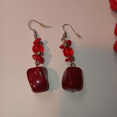 MAINLY RED AND SILVER TONE JEWELRY