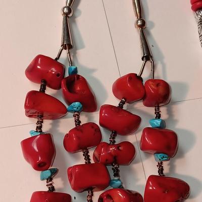 MAINLY RED AND SILVER TONE JEWELRY