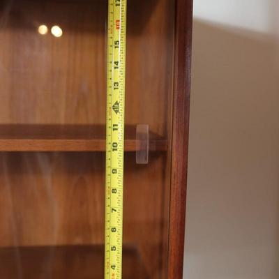 Danish Teak Tambour Doors Long Credenza with Glass Doors Hutch