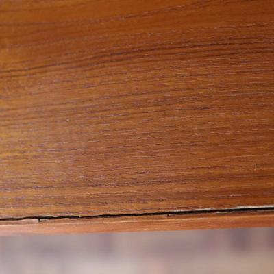 Danish Teak Tambour Doors Long Credenza with Glass Doors Hutch