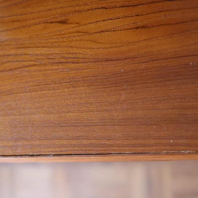 Danish Teak Tambour Doors Long Credenza with Glass Doors Hutch