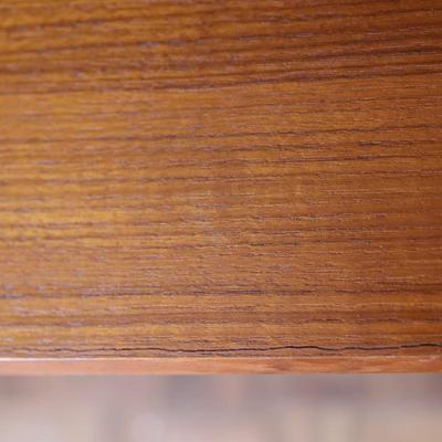 Danish Teak Tambour Doors Long Credenza with Glass Doors Hutch
