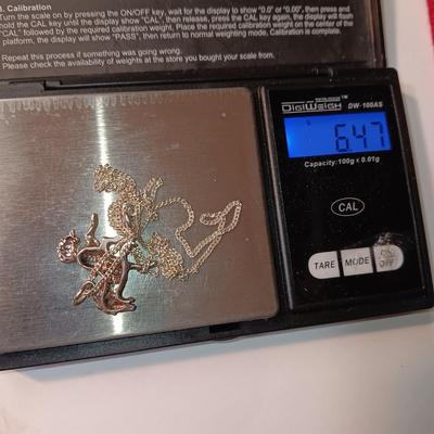 STERLING HORSE PENDANT AND CHAIN PLUS PIERCED EARRINGS