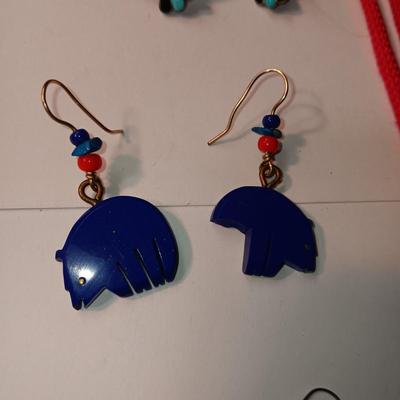 STERLING HORSE PENDANT AND CHAIN PLUS PIERCED EARRINGS
