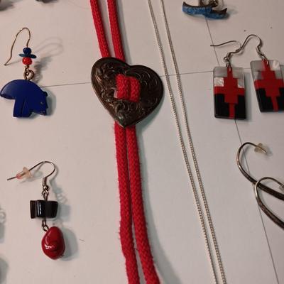 STERLING HORSE PENDANT AND CHAIN PLUS PIERCED EARRINGS