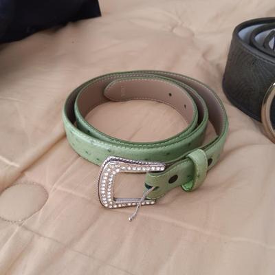 LADIES ROCKWELL THARP BOOTS, CHICO'S AND ROPER LEATHER BELTS PLUS A SCARF
