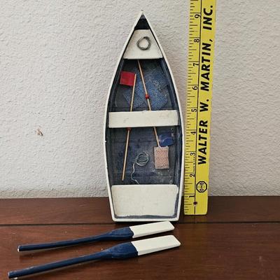Small Nautical decor - Wooden duck - Rowboat - and a fish