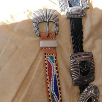 4 LADIES LEATHER BELTS SIZE MEDIUM