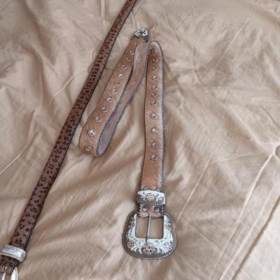 3 COWHIDE LEATHER BELTS SIZES 32 - 36