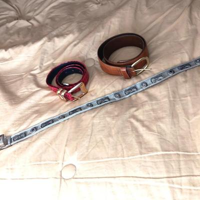 METAL MESH AND 2 LEATHER BELTS SIZE LARGE