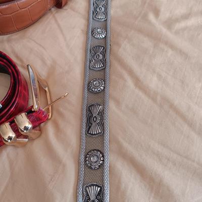 METAL MESH AND 2 LEATHER BELTS SIZE LARGE