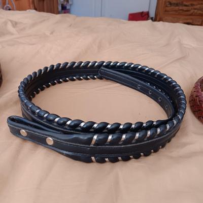 LADIES LEATHER BELTS (MED-LARGE), SCARF AND 2 CLOTH WALLETS