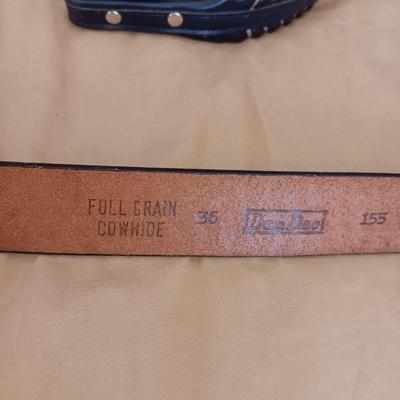 LADIES LEATHER BELTS (MED-LARGE), SCARF AND 2 CLOTH WALLETS