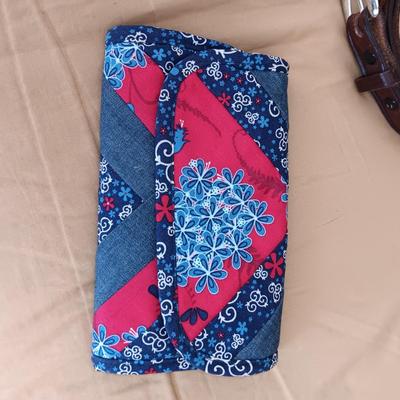 LADIES LEATHER BELTS (MED-LARGE), SCARF AND 2 CLOTH WALLETS
